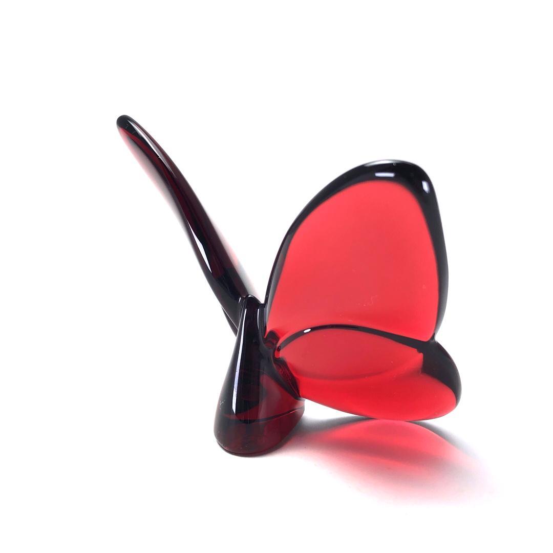 【美品】バカラ／ラッキーバタフライ クリスタル レッド／BC407