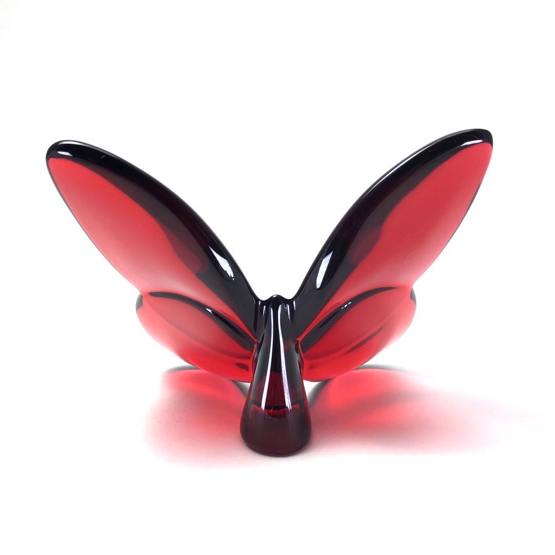 【美品】バカラ／ラッキーバタフライ クリスタル レッド／BC407