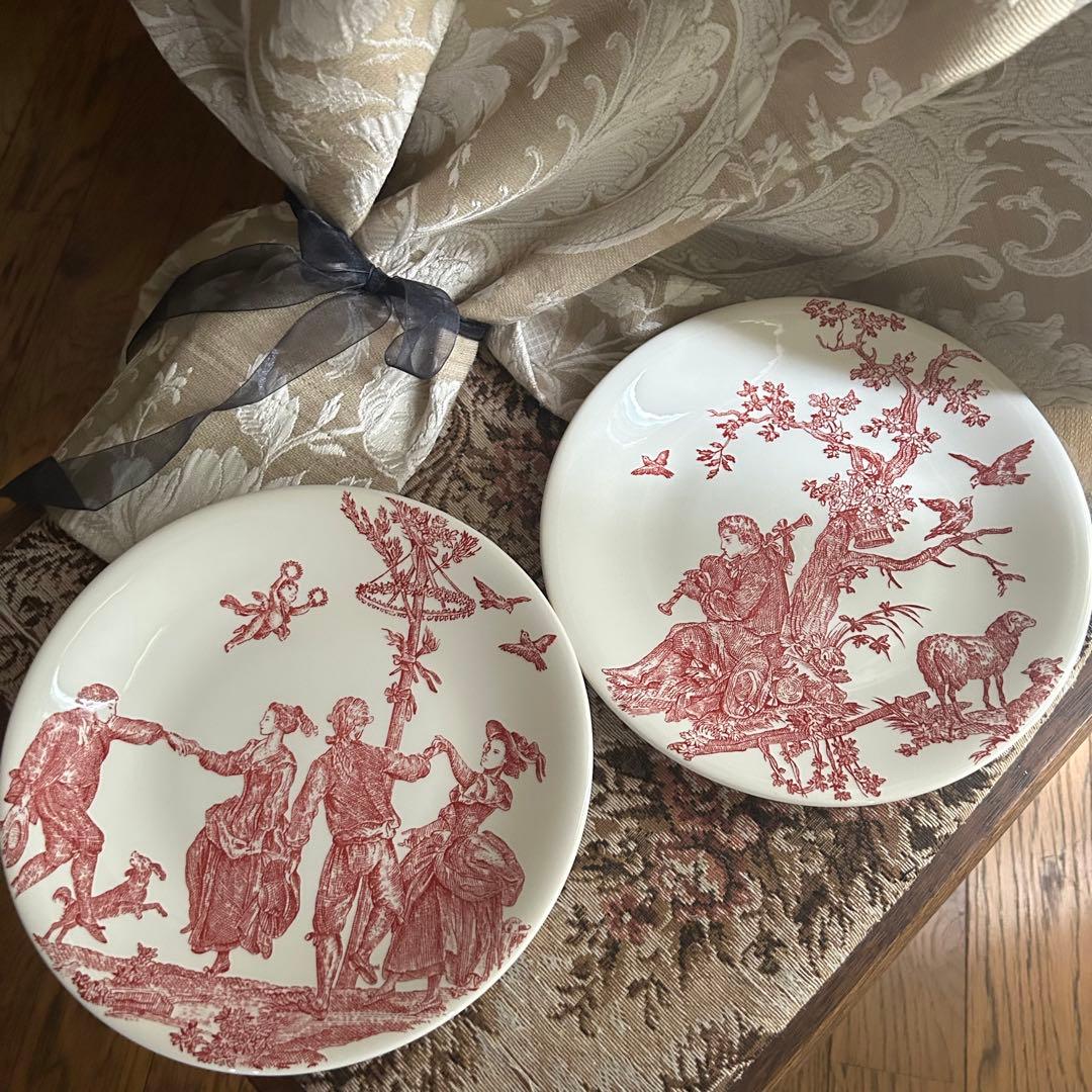 希少フランスGien【 Toile de Jouy 】トワルドジュイ プレート大