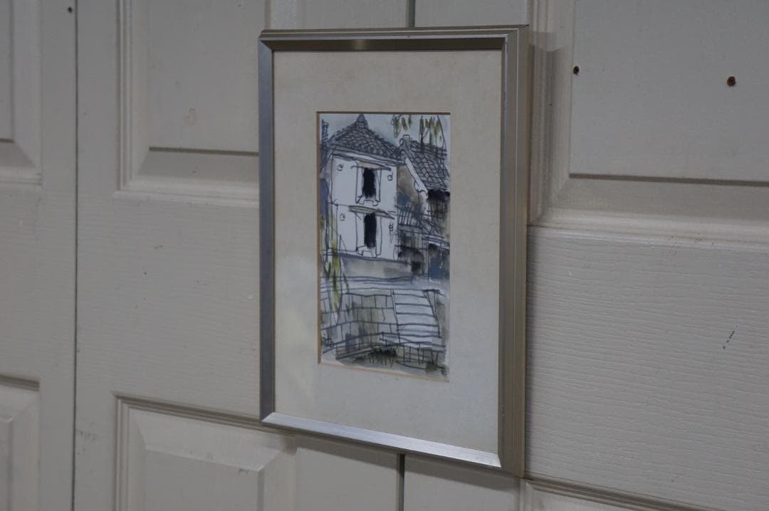 真作 柴田祐作 千葉佐原風景 風景画 自然画 水彩画 日展 額装 希少作品