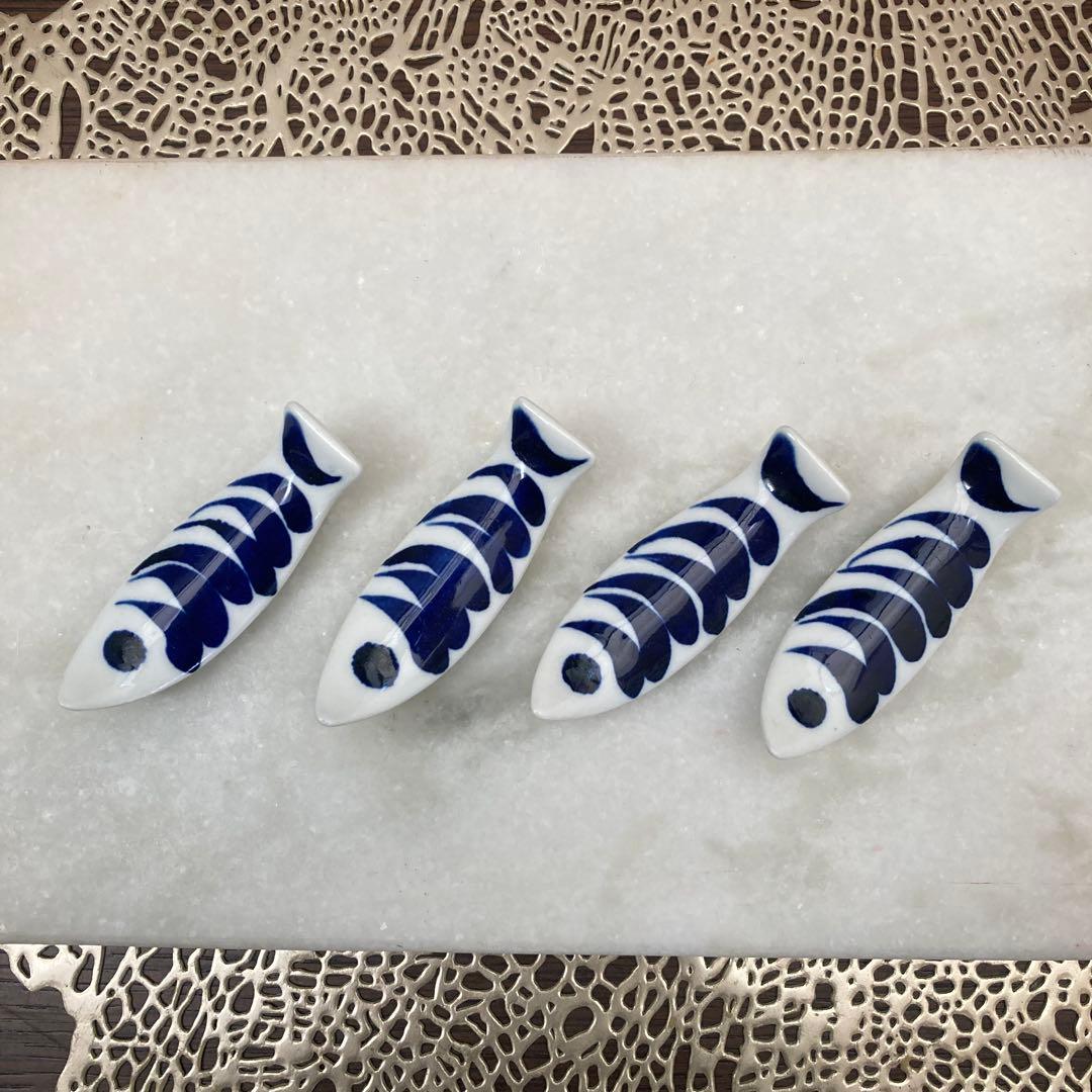 4個 ARABIA アラビア GOG 魚 fish 箸置き カトラリーレスト