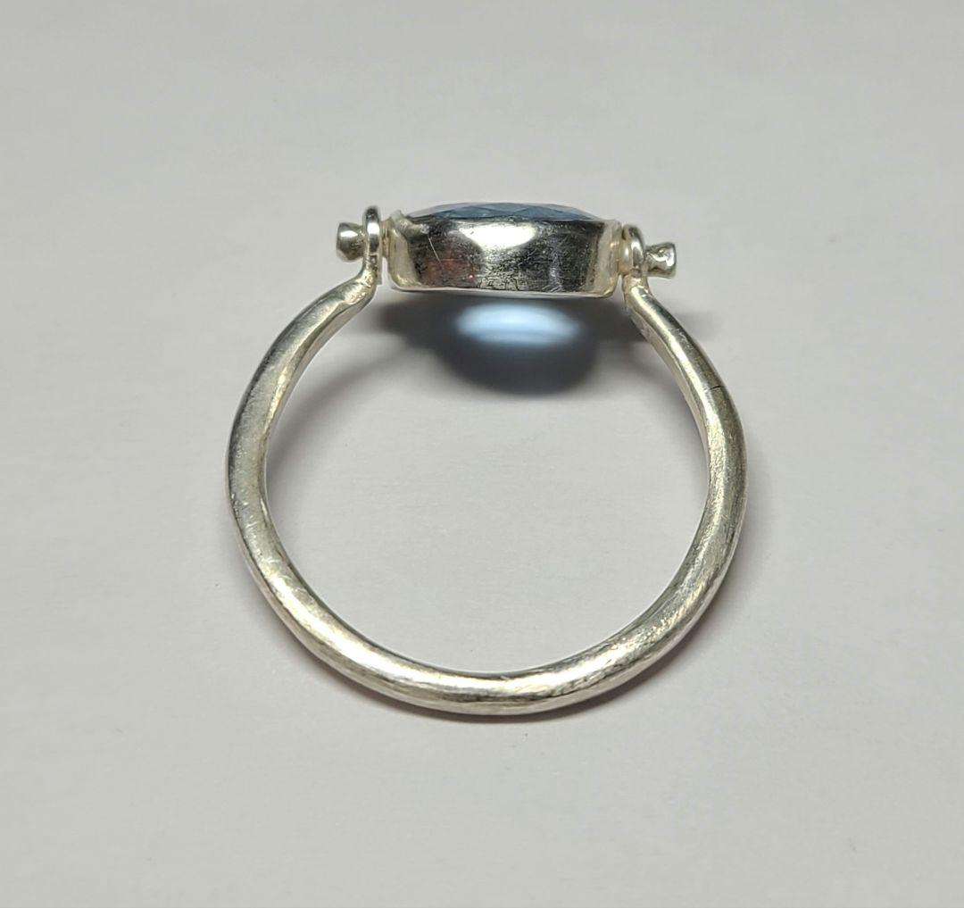 深い海の煌めき★サンタマリアアフリカーナアクアマリンリング、レインボーInc★