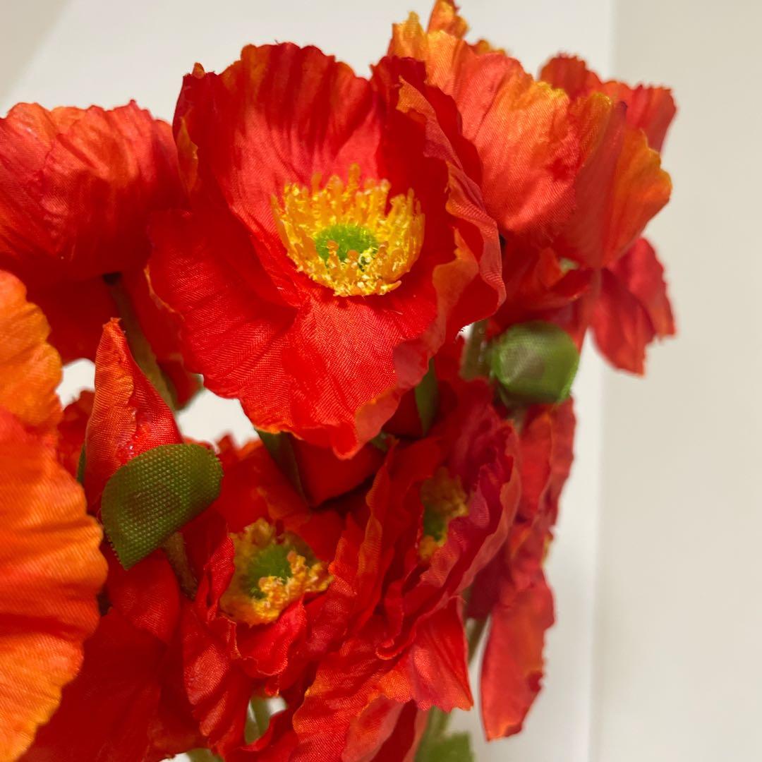 5個 造花の装飾 人工の花の茎 バルク造花 シルク植物オレンジ