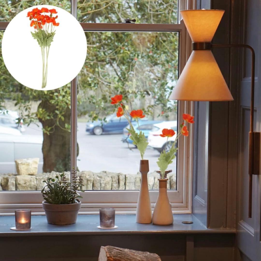 5個 造花の装飾 人工の花の茎 バルク造花 シルク植物オレンジ