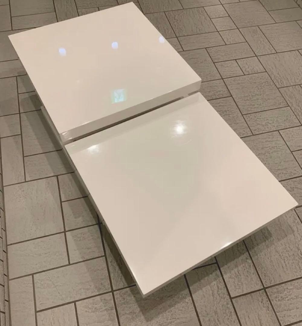 天板回転式モダン EXTENSION CENTER ／スクロール多変形白テーブル