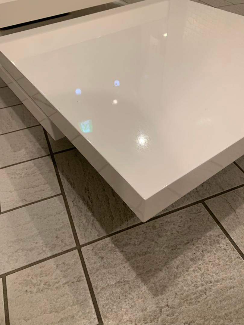 天板回転式モダン EXTENSION CENTER ／スクロール多変形白テーブル