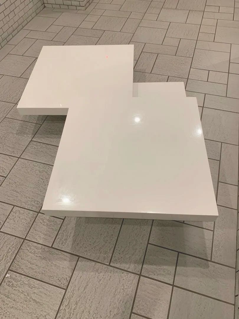 天板回転式モダン EXTENSION CENTER ／スクロール多変形白テーブル