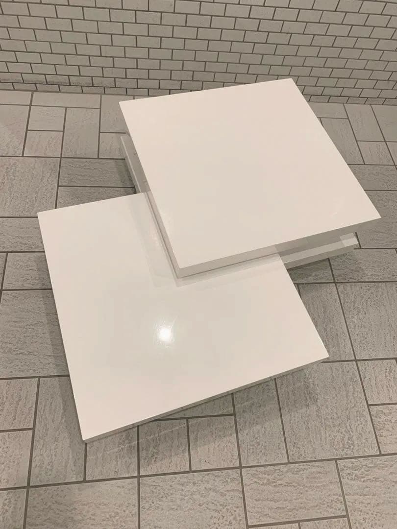 天板回転式モダン EXTENSION CENTER ／スクロール多変形白テーブル