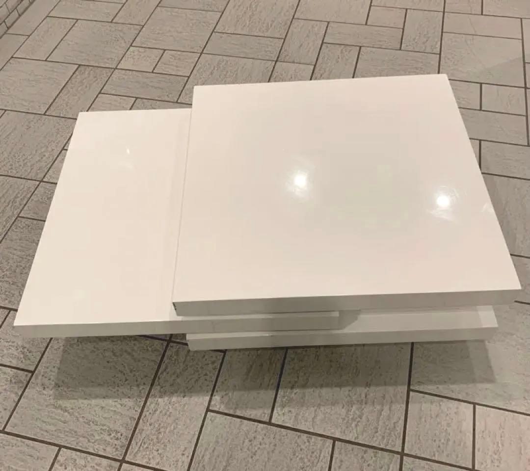 天板回転式モダン EXTENSION CENTER ／スクロール多変形白テーブル