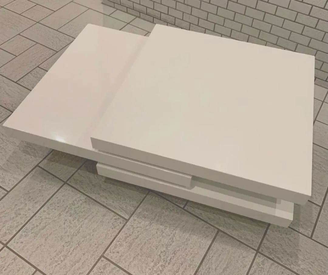 天板回転式モダン EXTENSION CENTER ／スクロール多変形白テーブル