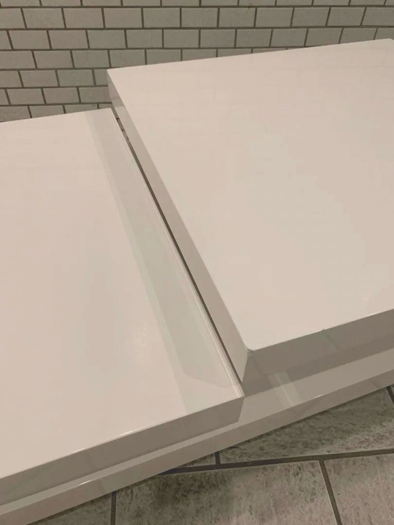 天板回転式モダン EXTENSION CENTER ／スクロール多変形白テーブル