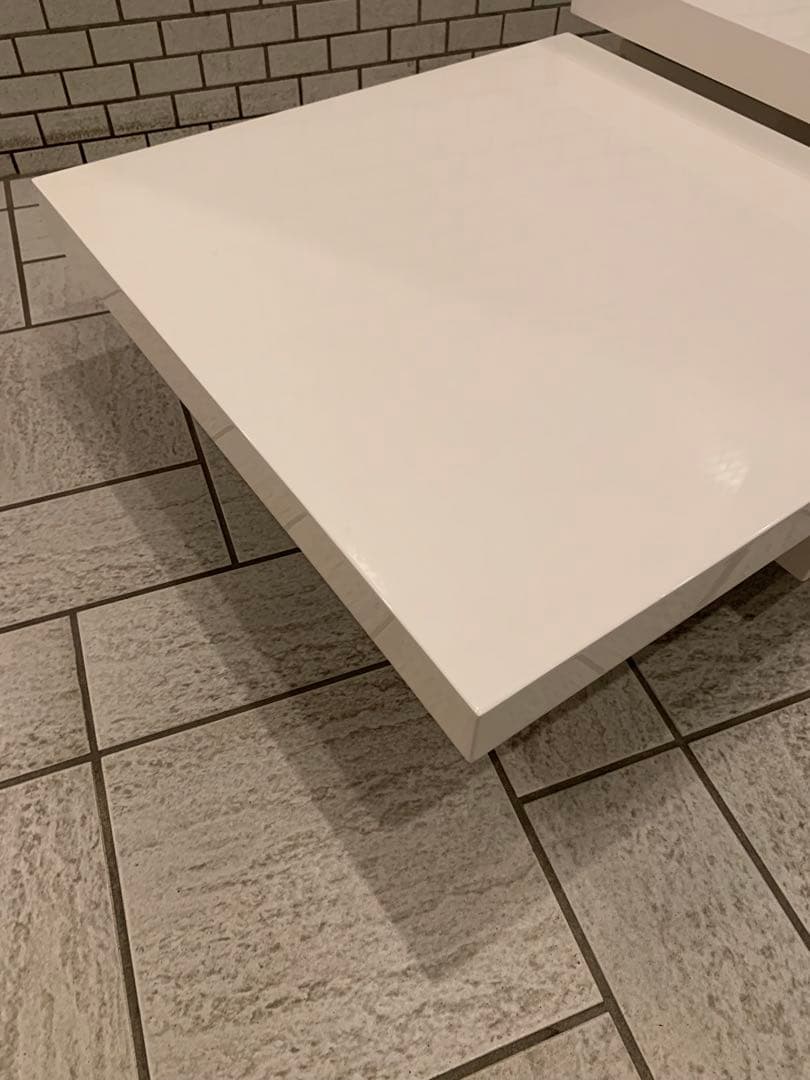 天板回転式モダン EXTENSION CENTER ／スクロール多変形白テーブル