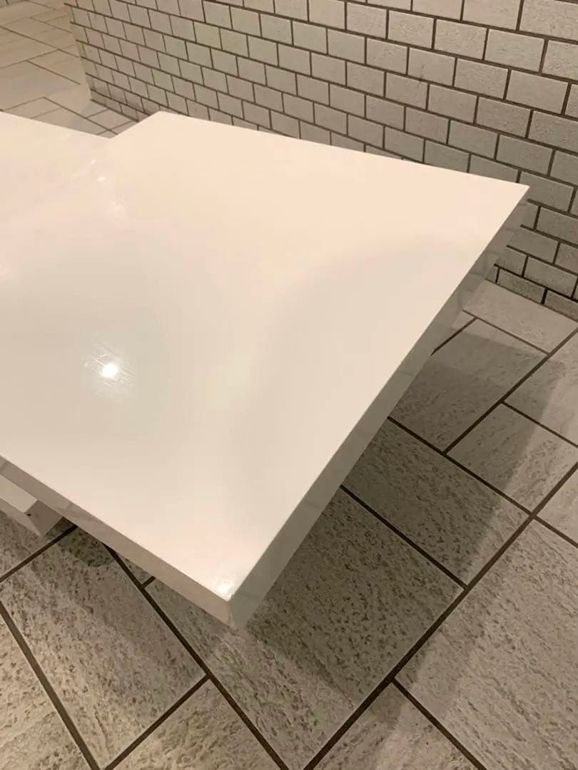 天板回転式モダン EXTENSION CENTER ／スクロール多変形白テーブル