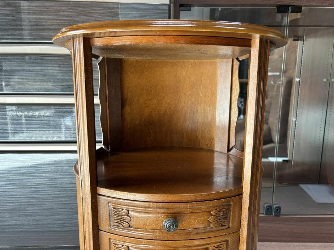 アンティーク 猫脚 サイドチェスト 花台 サイドテーブル,幅48cm Used