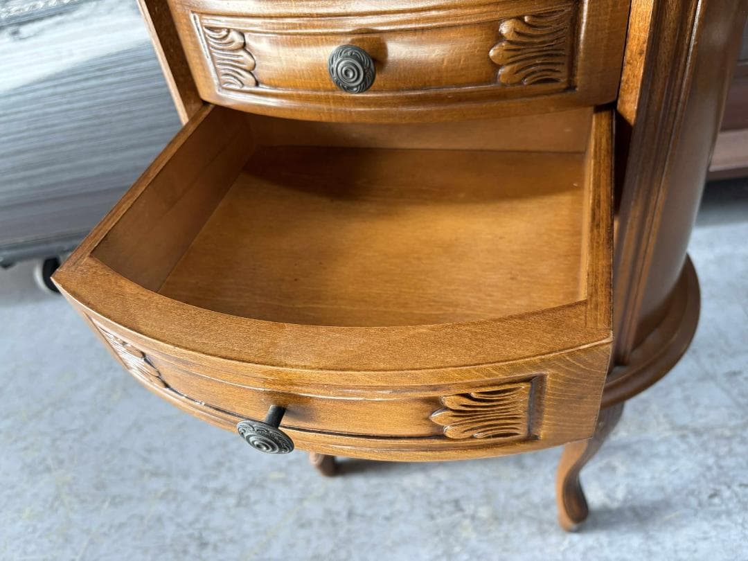 アンティーク 猫脚 サイドチェスト 花台 サイドテーブル,幅48cm Used