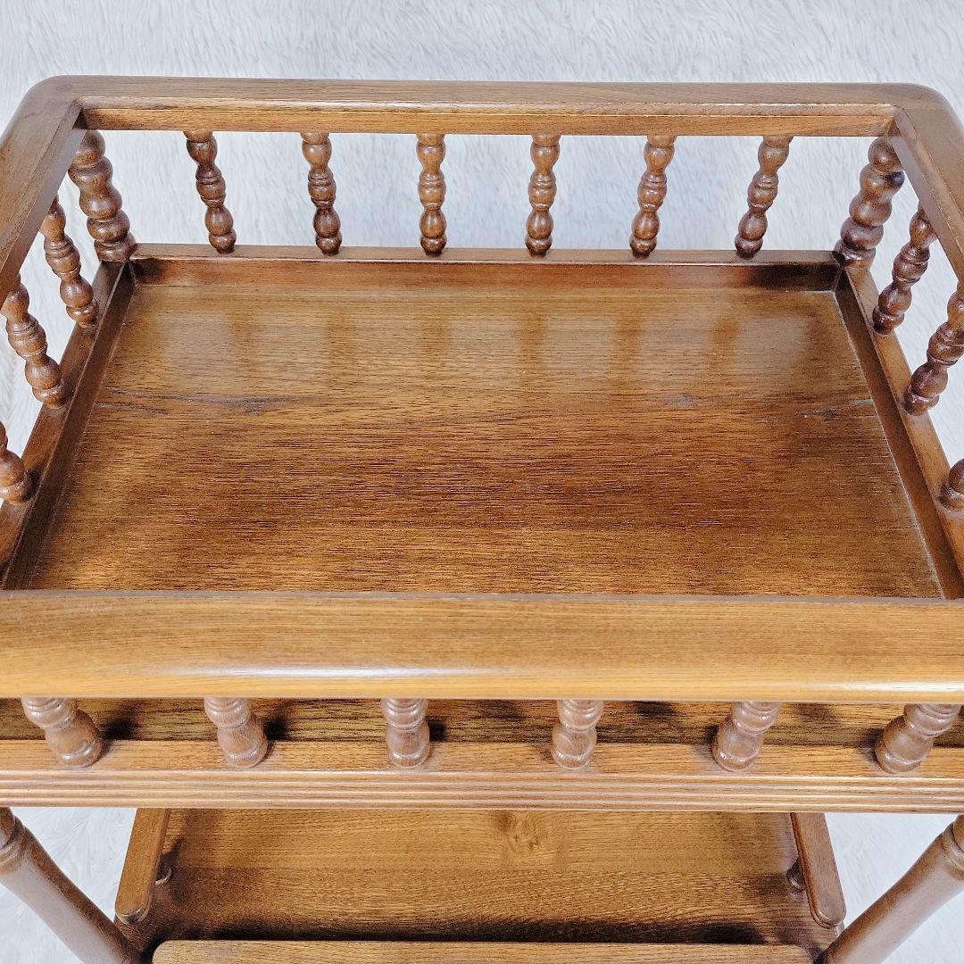 激レア レトロ✨オールド カリモク 木製 キッチンワゴン　キャスター付　2段