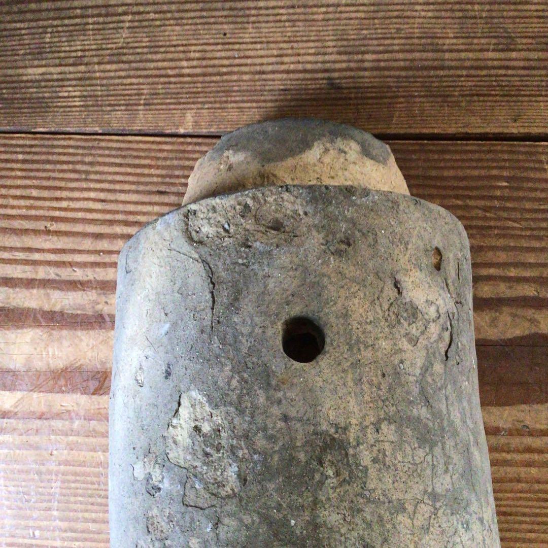 No3316 時代 三つ巴紋軒丸瓦 重量1550g 古瓦 出土 古代 送料無料