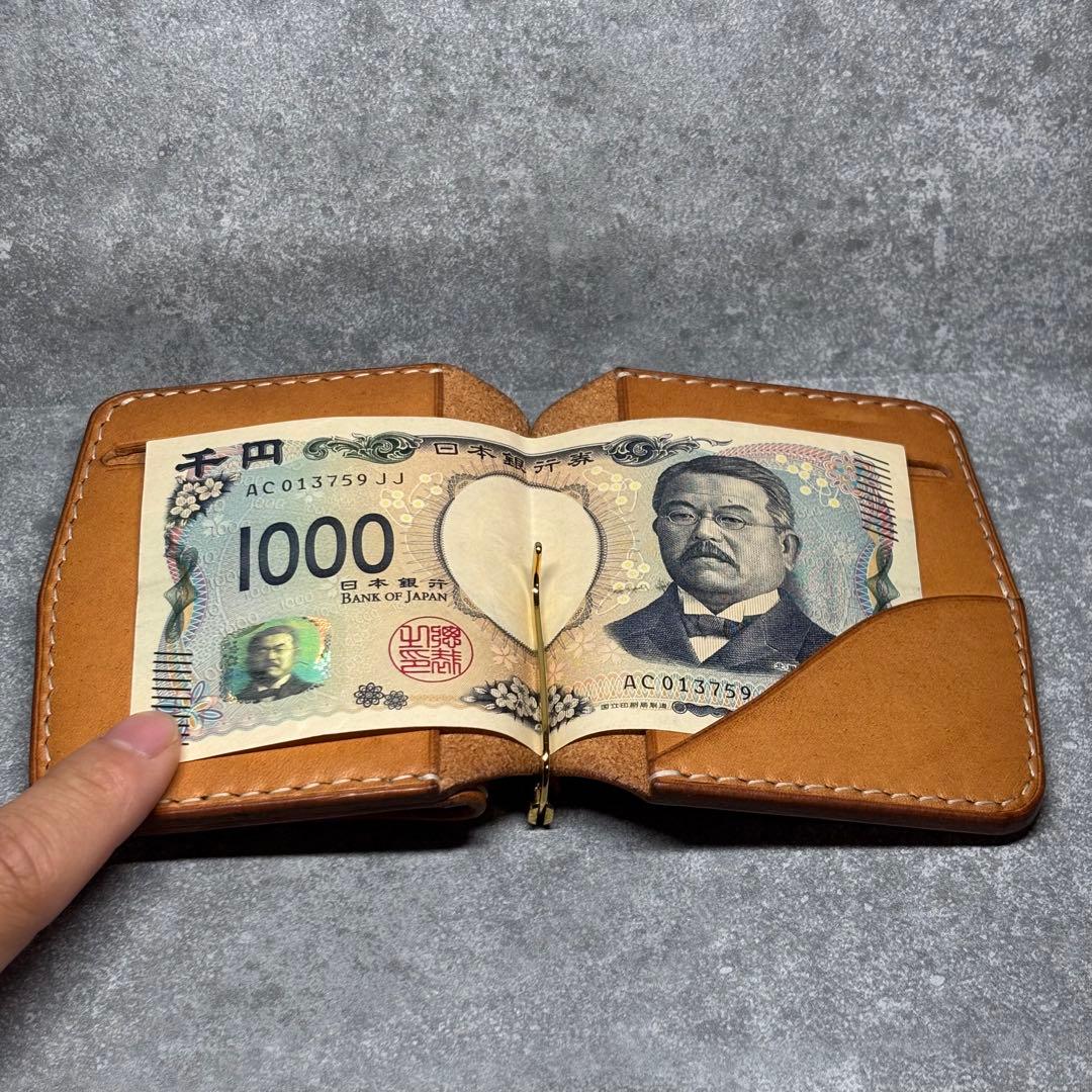 ハンドメイド エルバマット マネークリップ