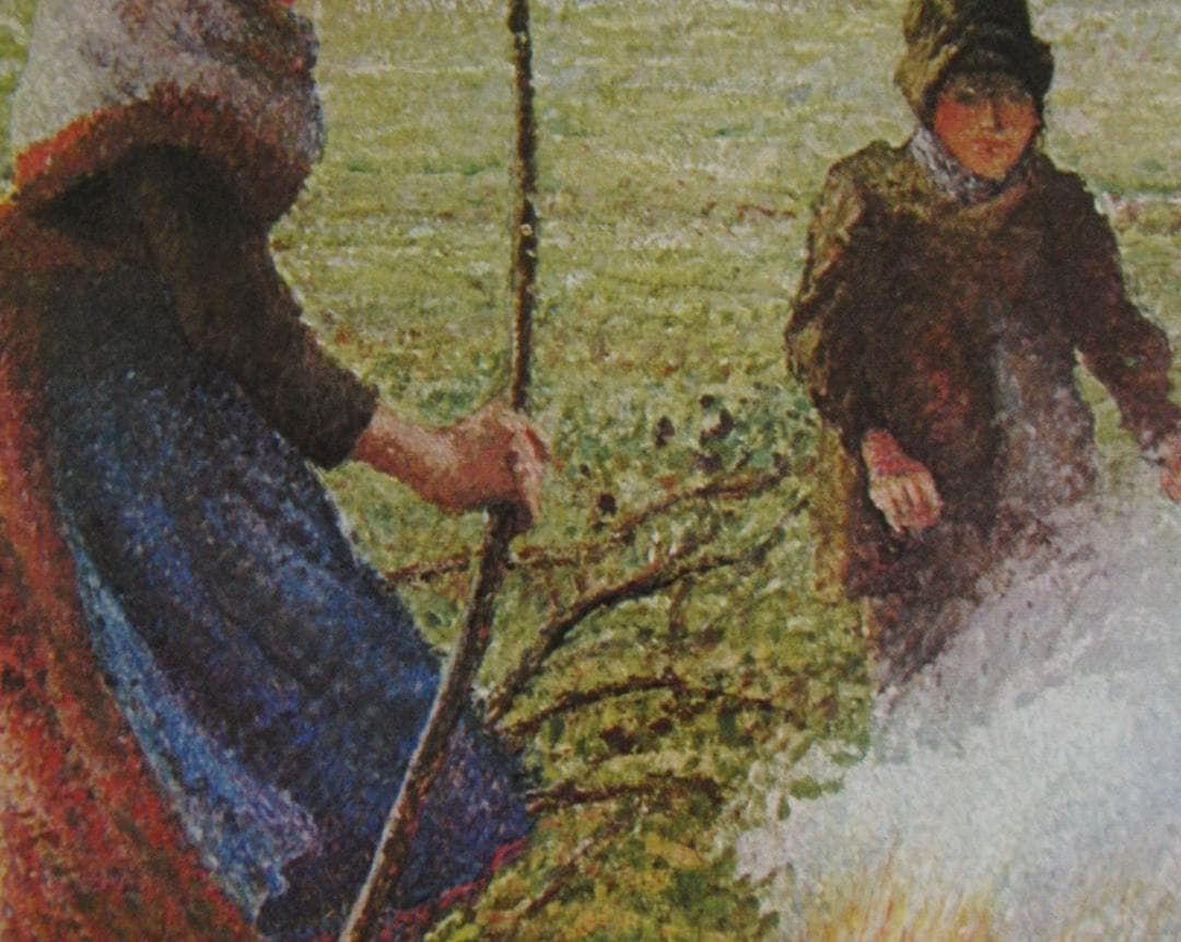 カミーユ・ピサロ、【木を折る女】、希少な額装用画集より、状態良好、新品額装付