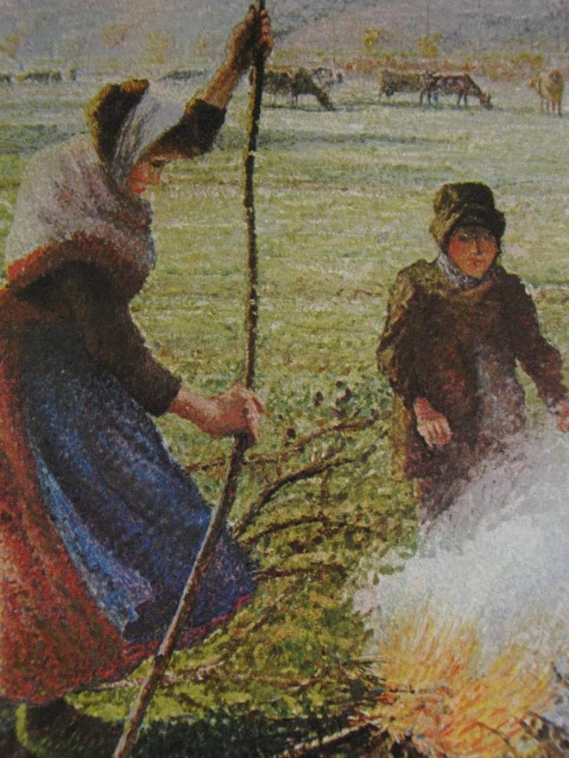 カミーユ・ピサロ、【木を折る女】、希少な額装用画集より、状態良好、新品額装付