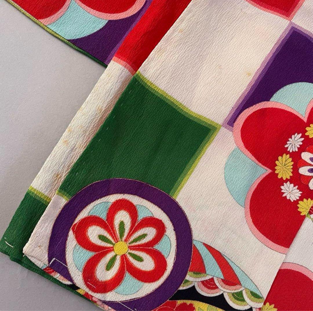 七五三　３歳　アンティーク正絹お着物　正絹被布セット