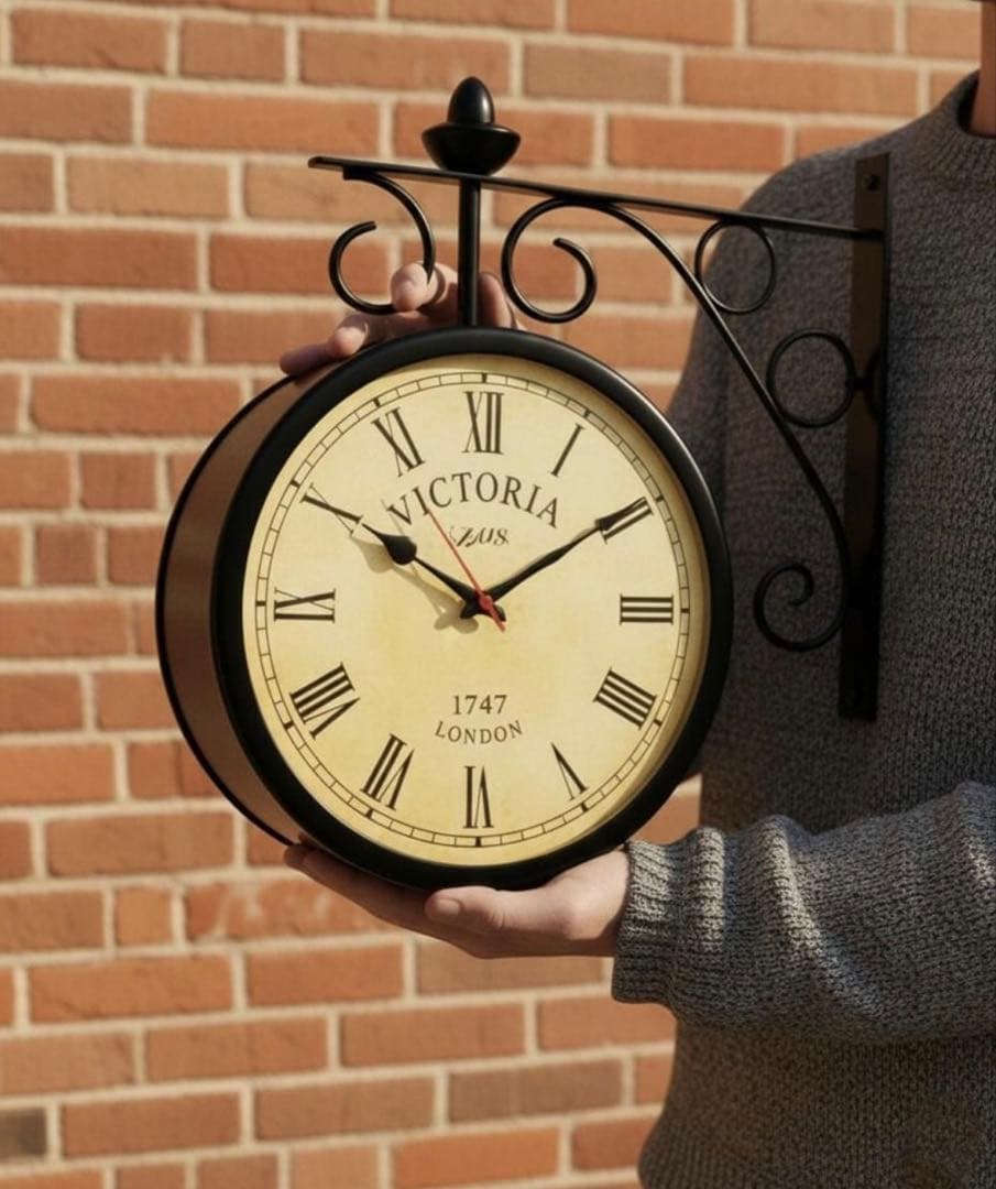 アンティーク調両面時計 | ヴィクトリア・ロンドン鉄道壁飾り | インダストリア