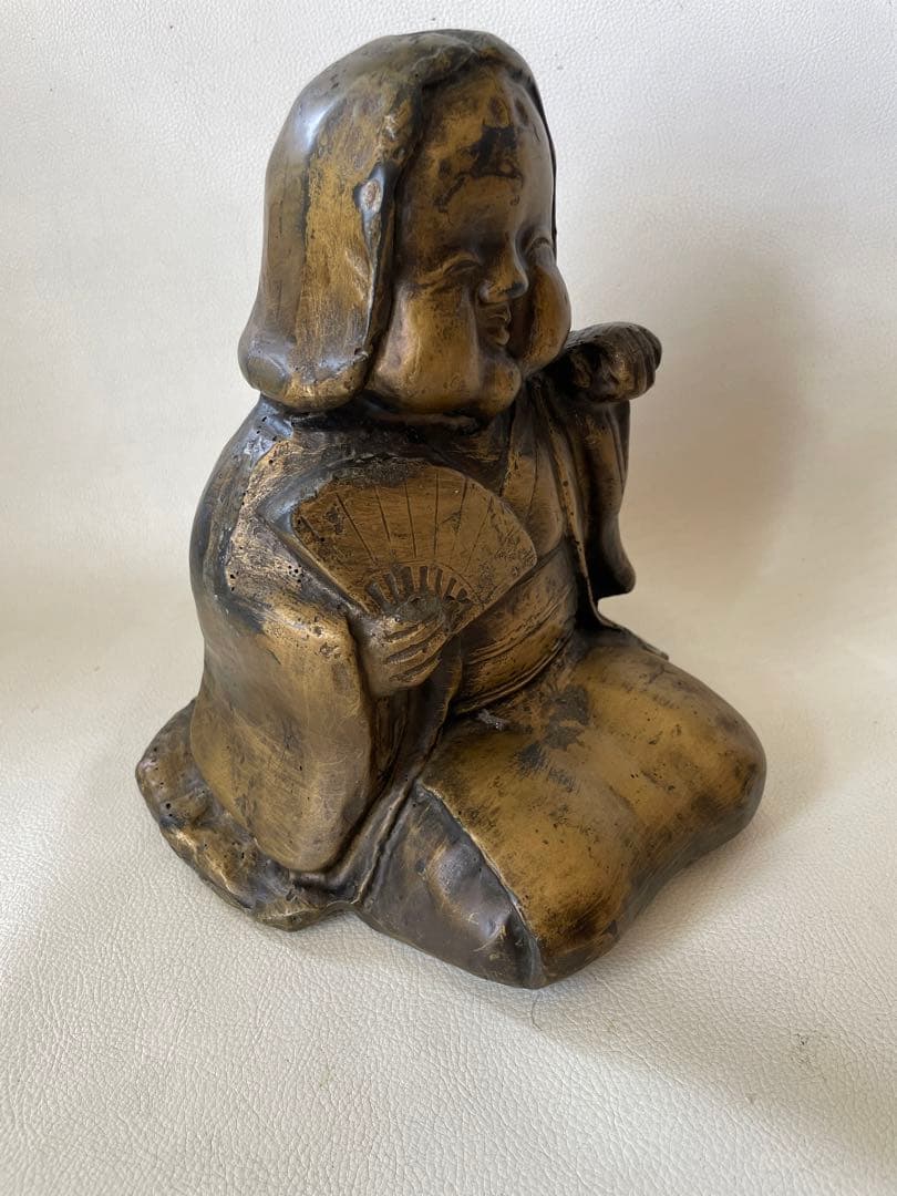お福さん おかめ お多福 裏絵あり 春画人形 縁起物 非鉄金属？ 中古品