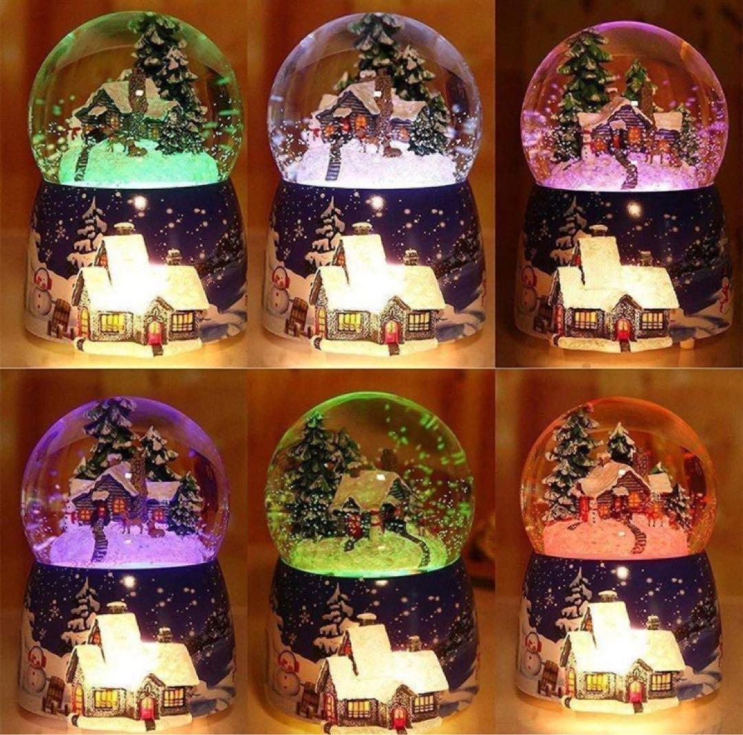 富裕層向クリスマススノードーム20曲オルゴール付雪舞回転LED￥60000