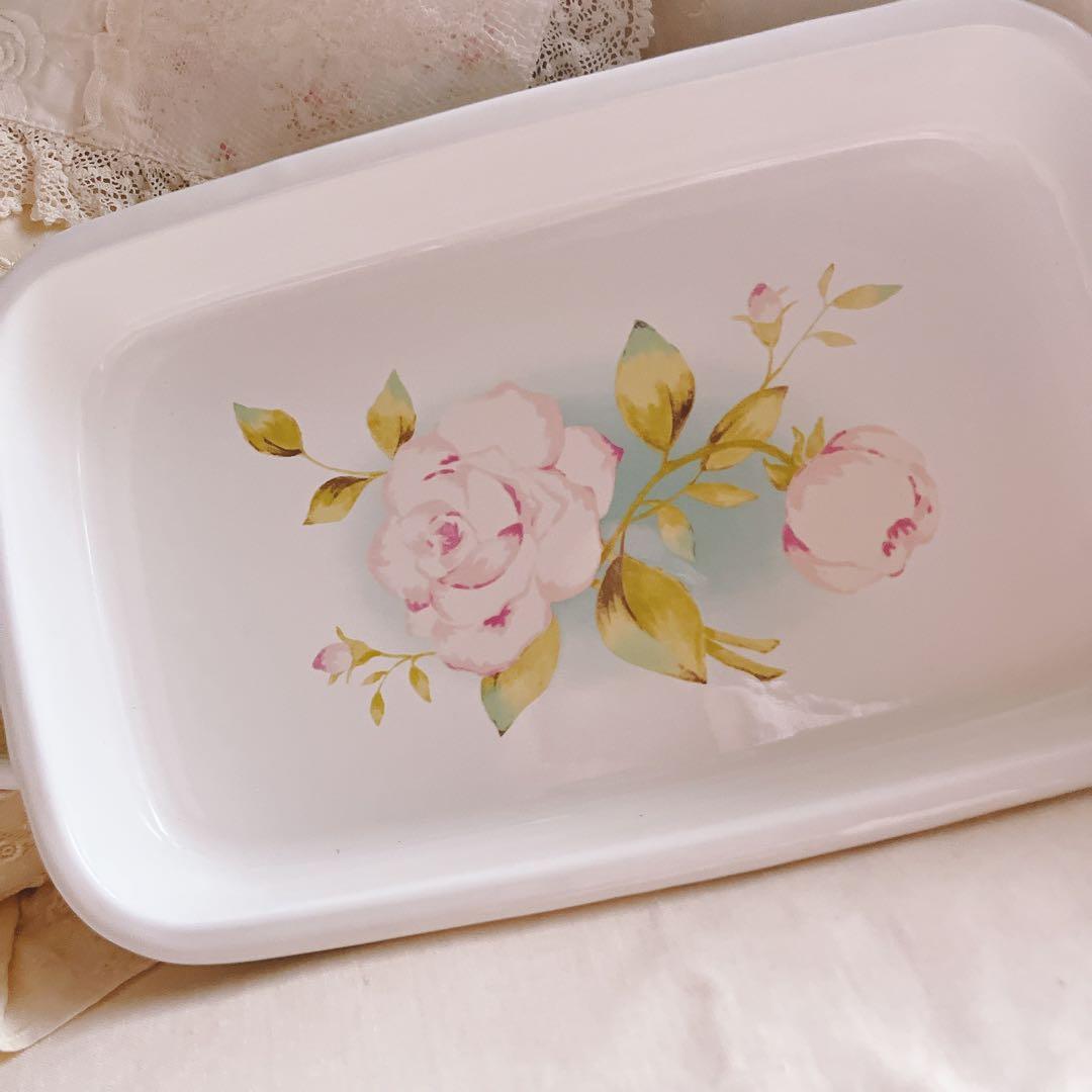 節約 お値下げ♡イマン♡ポワージュホーロートレーマニーローズ