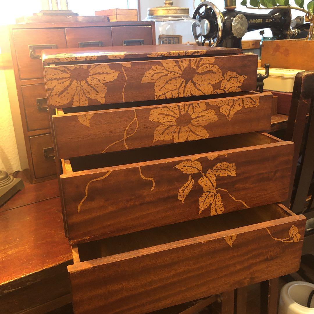昭和レトロ 木製 飾り絵 レターケース 引き出し