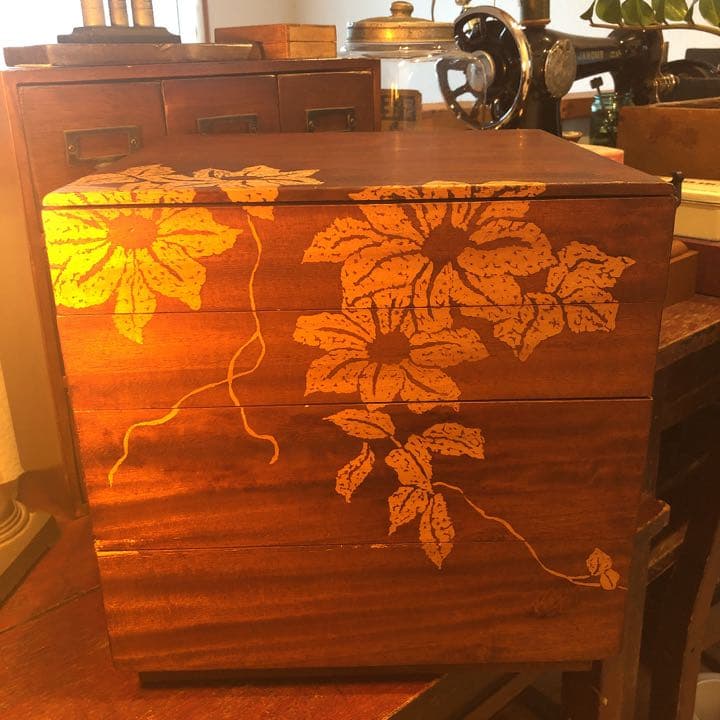 昭和レトロ 木製 飾り絵 レターケース 引き出し