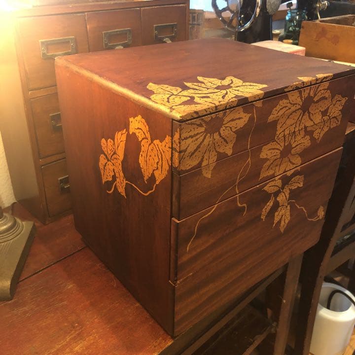 昭和レトロ 木製 飾り絵 レターケース 引き出し