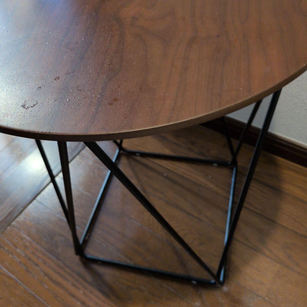 NITORI ダークブラウン 円形木製テーブル