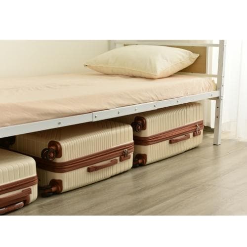 【新作】【ホワイト】パイプベッド シングル ベッド 宮 三段階高さ調整可