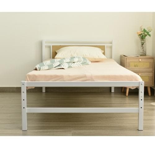 【新作】【ホワイト】パイプベッド シングル ベッド 宮 三段階高さ調整可