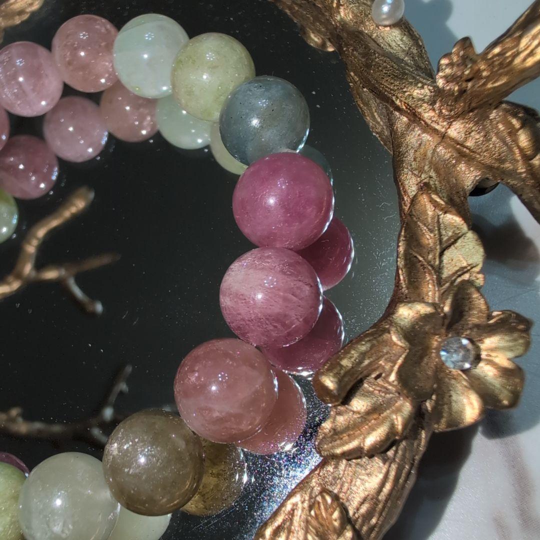 【大玉】天然石　トルマリン　ブレスレット　内径17 パワーストーン