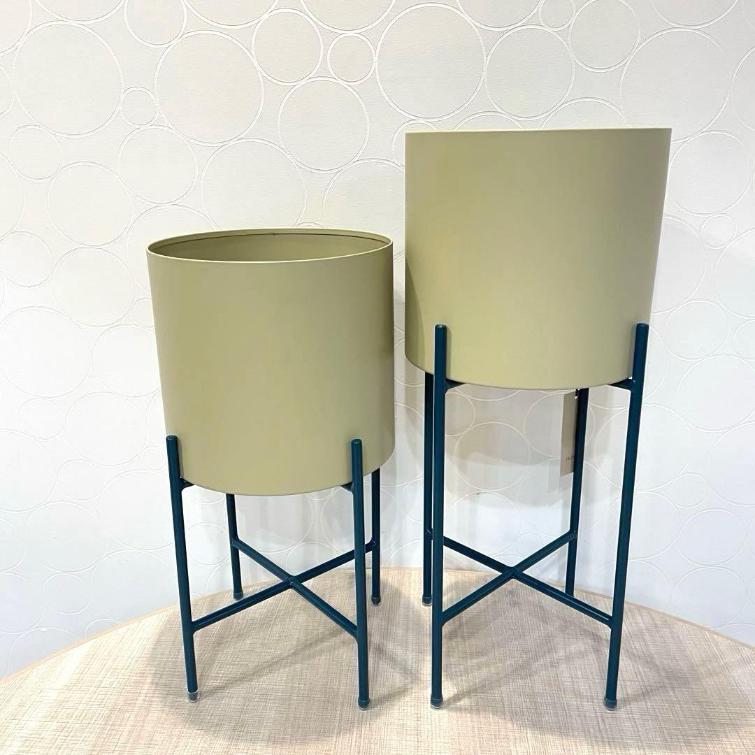 未使用 Hubschヒュプシュ 鉢カバー プランタースタンド カーキ φ25 ①