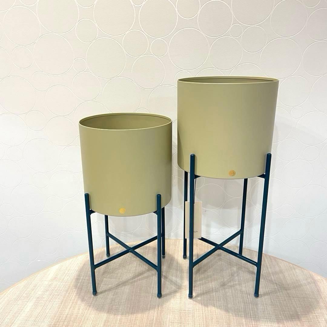 未使用 Hubschヒュプシュ 鉢カバー プランタースタンド カーキ φ25 ①