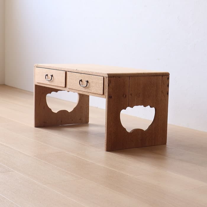 アンティーク 無塗装 引き出し付き 木製 文机 古家具 ラワン材