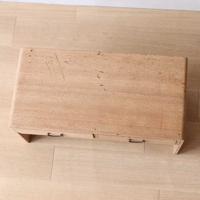 アンティーク 無塗装 引き出し付き 木製 文机 古家具 ラワン材