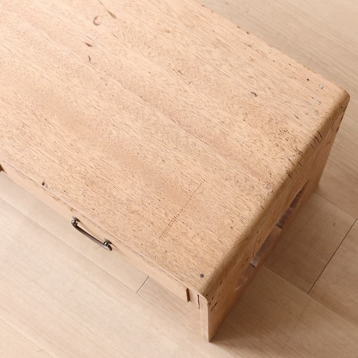 アンティーク 無塗装 引き出し付き 木製 文机 古家具 ラワン材