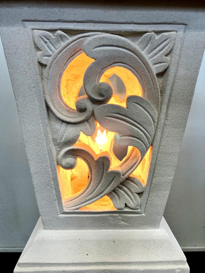 プルメリア柄の灯篭　灯籠　パラス石　アジアン照明　バリ雑貨