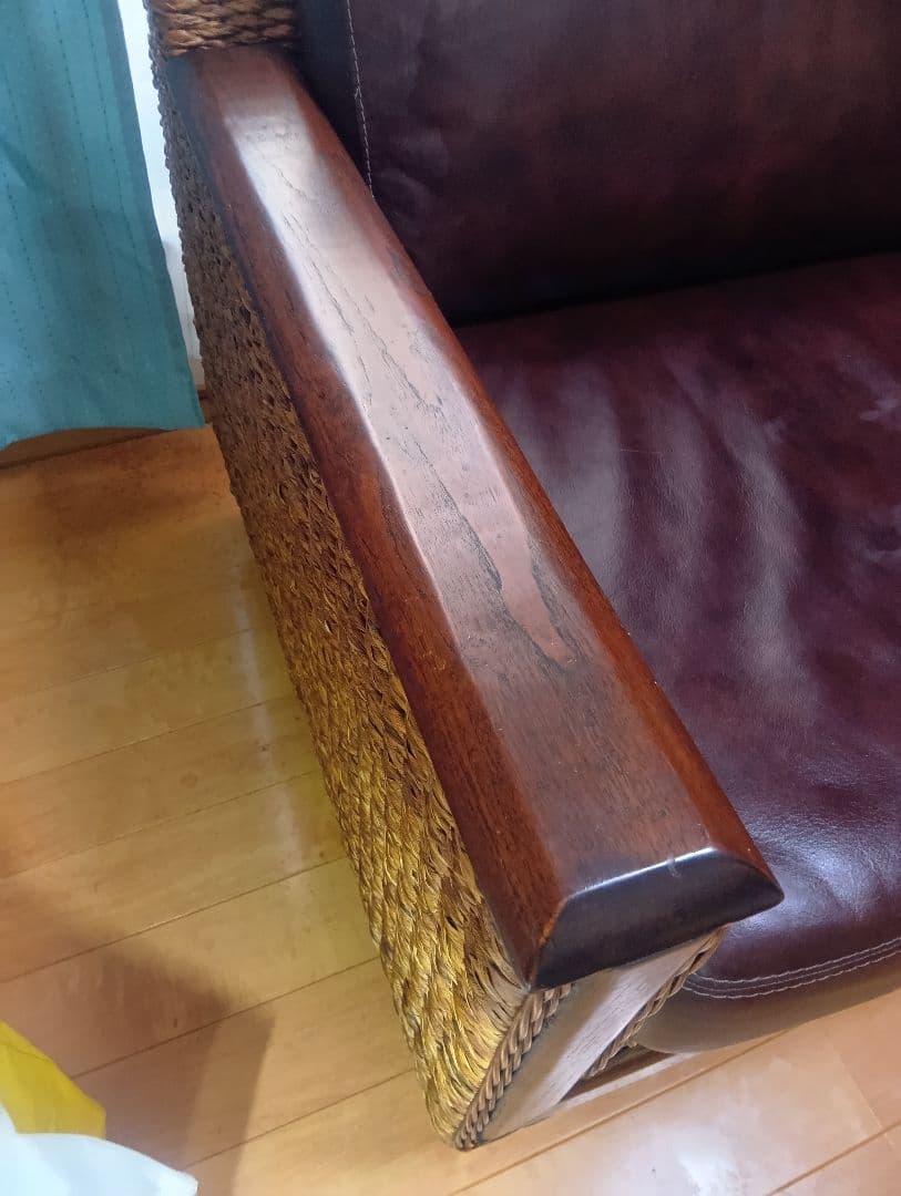 ウォーターヒヤシンス1人掛けソファ//アジアンソファ 座面背モタレPUレザー調