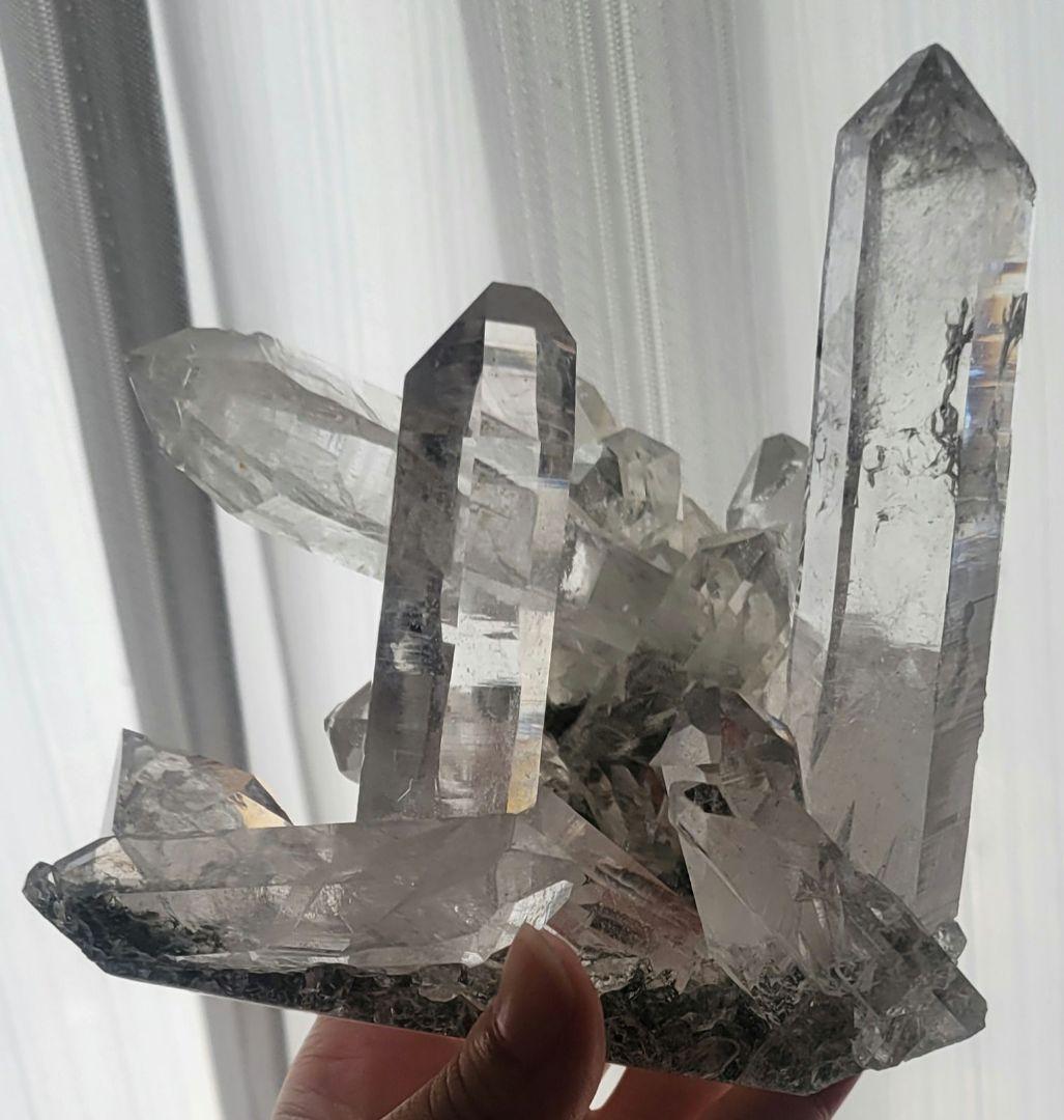 ！ヒマラヤ水晶 インド希少 マニハール水晶原石クラスター透明感抜群！