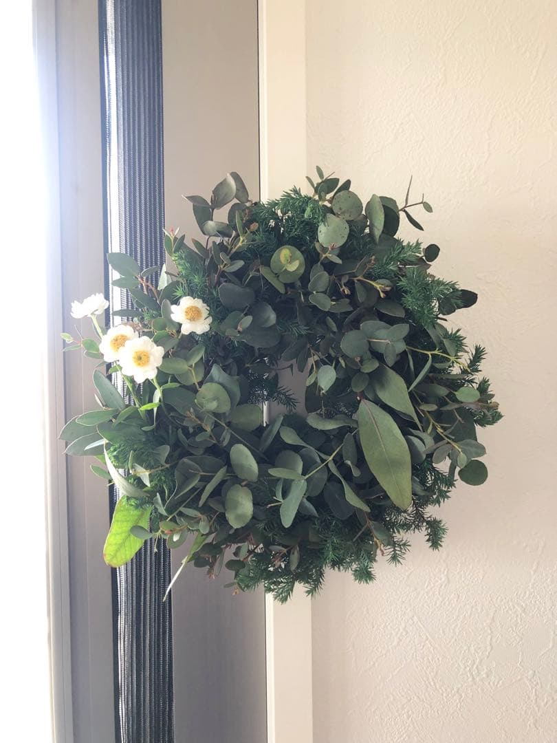 匿名配送 フレッシュユーカリのグリーンのリース ドライフラワー