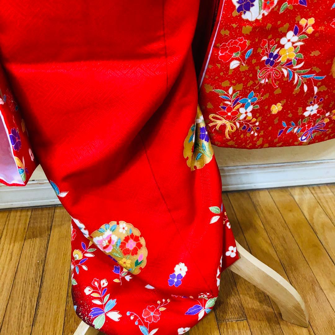七五三七歳‼人気赤地に黒地金箔煌びやか際立つ❤️完全フルセット安心