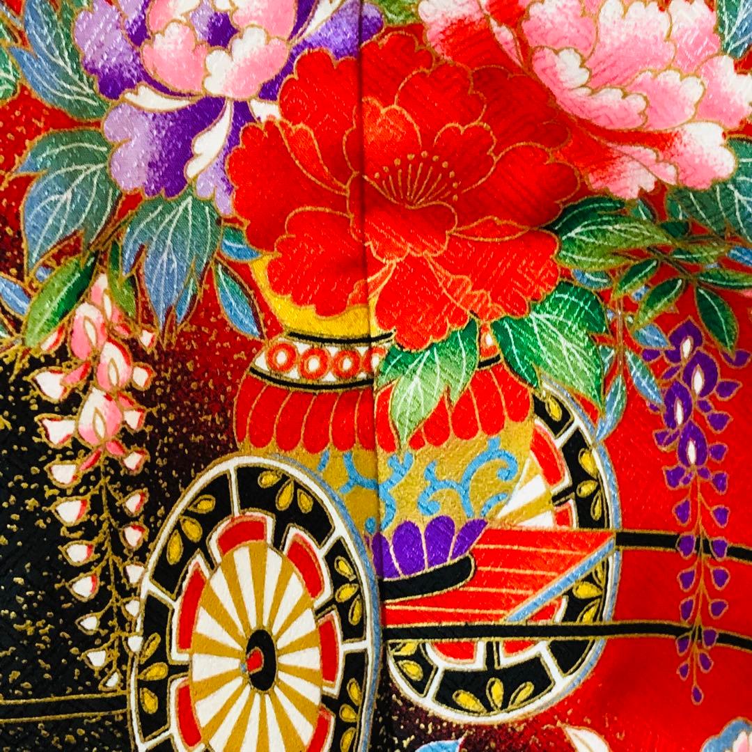 七五三七歳‼人気赤地に黒地金箔煌びやか際立つ❤️完全フルセット安心