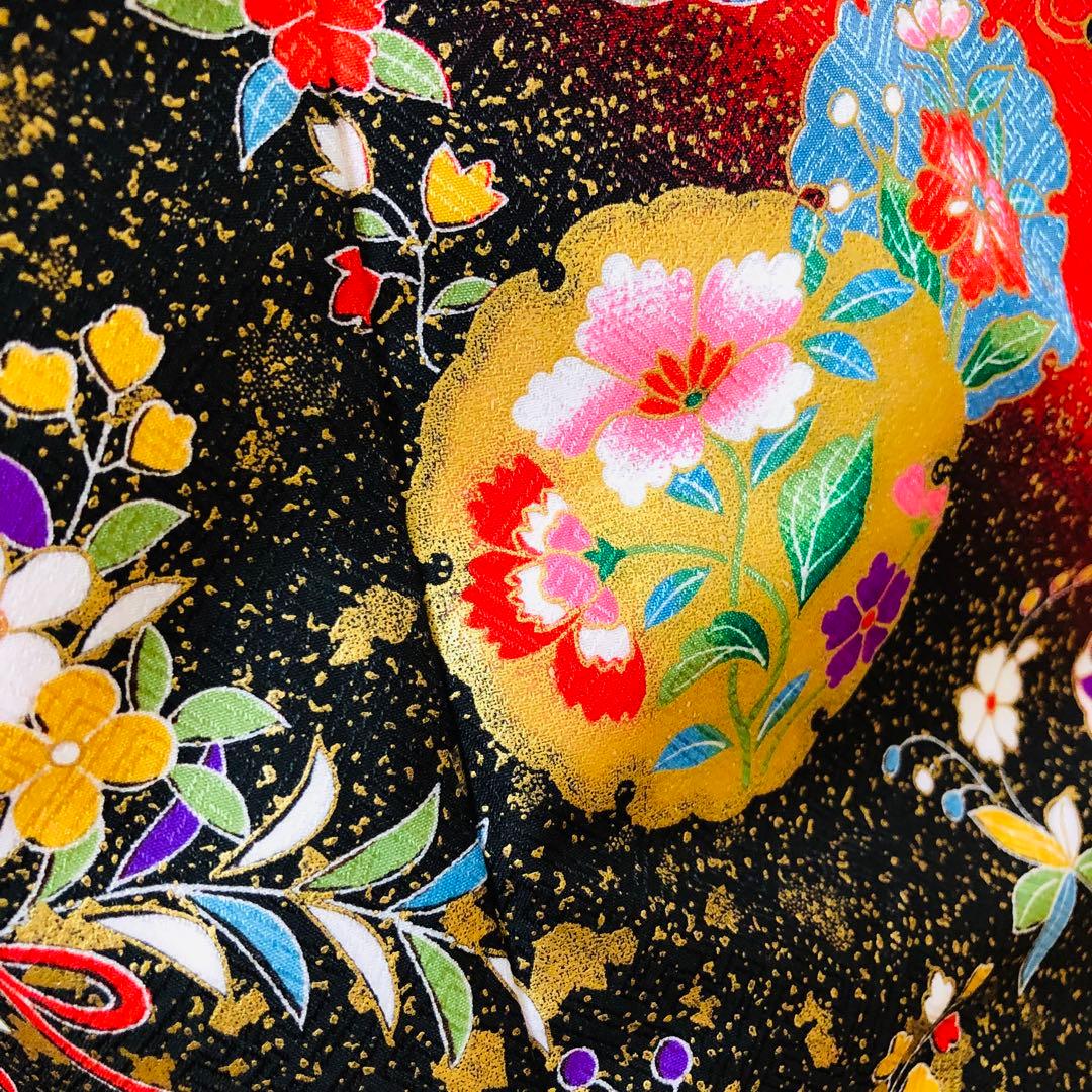 七五三七歳‼人気赤地に黒地金箔煌びやか際立つ❤️完全フルセット安心