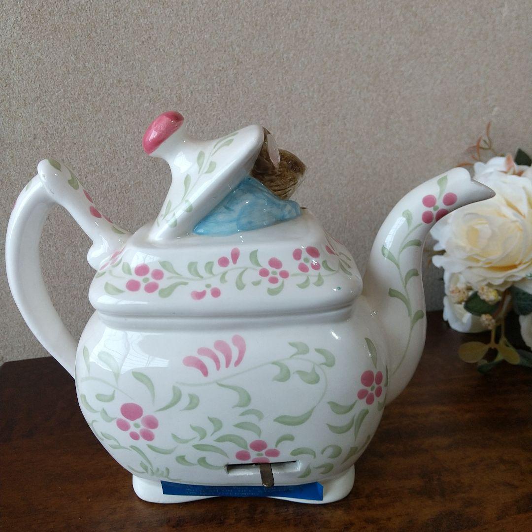 【レア】グロースターの仕立て屋 ティーポット型オルゴール \"二人でお茶を \"