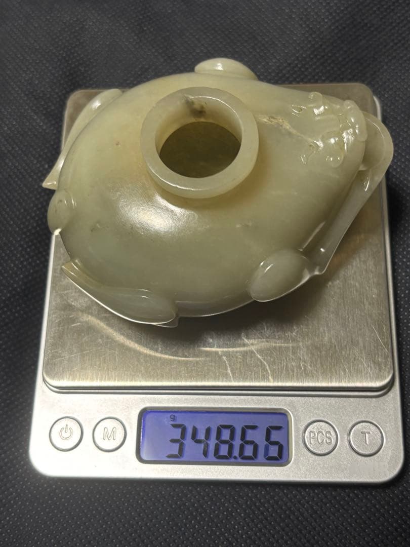 中国古美術品清の時代和田青白玉 砡水滴水盂 蘇工349g